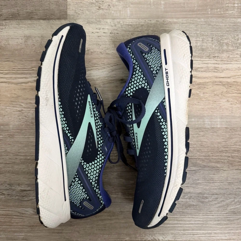 Brooks Ghost 14 Women's Navy & Teal Running Shoes-size 8.5